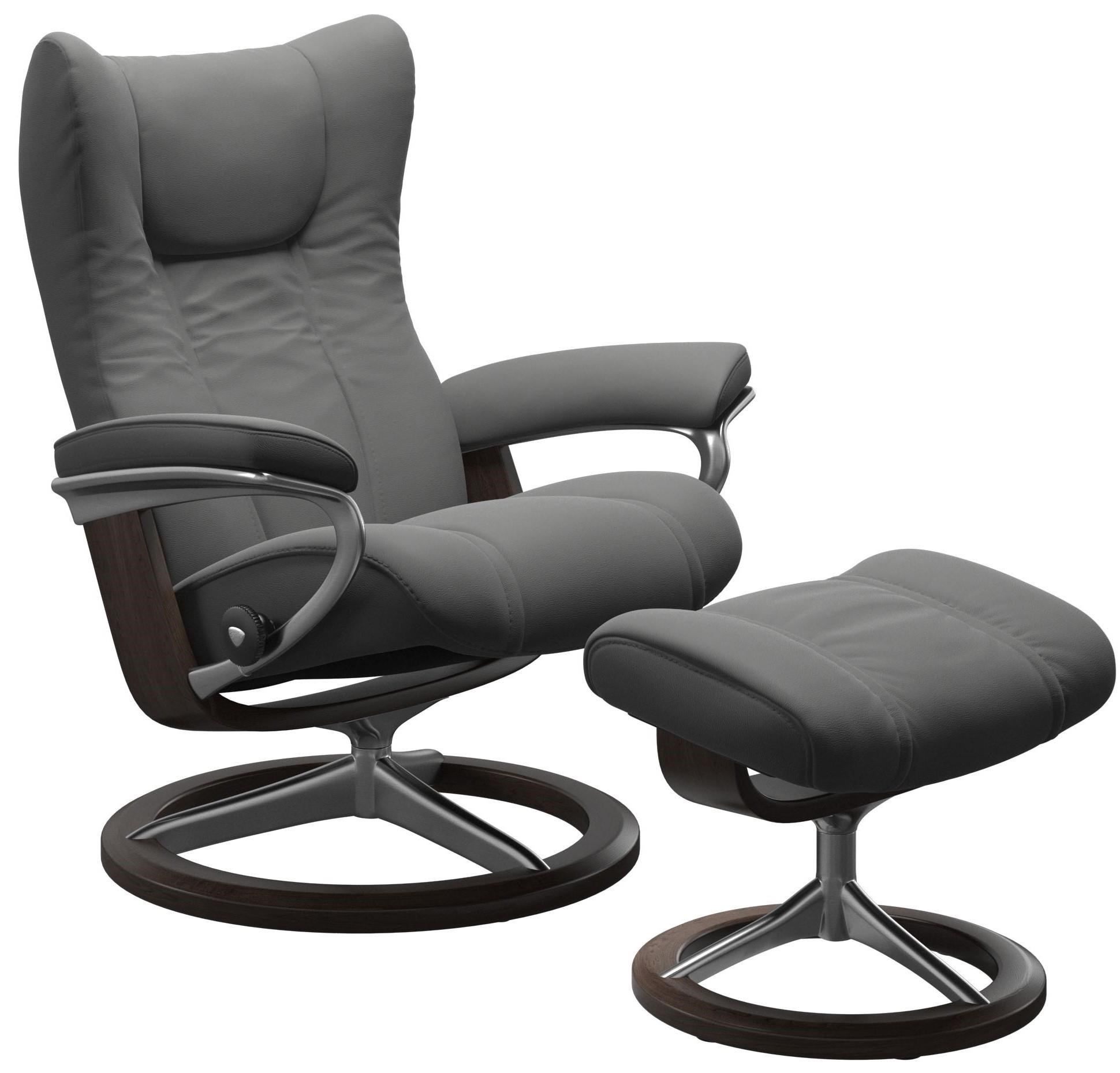 Stressless Wing 1164467 Large Reclining Chair and Ottoman with